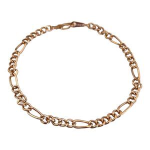 Vintage 1980s Figaro Chain Bracelet 14K Gold Plate 7.5 Inch - 6X